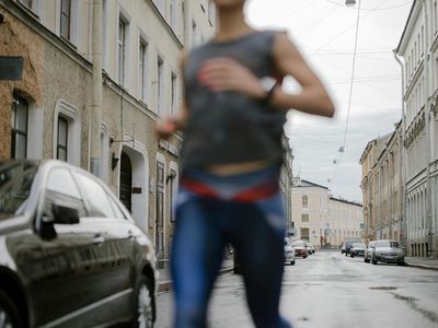 Dynamic motion blur of a person exercising.